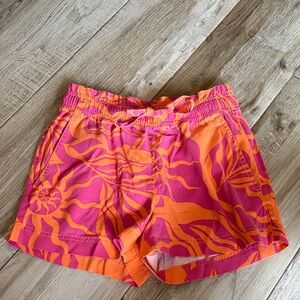 Nicole Miller Pink & Orange Tropical-Print Athletic Shorts